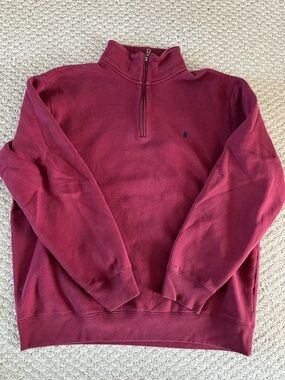Polo by Ralph Lauren Men's Burgundy Quarter-Zip Sweater